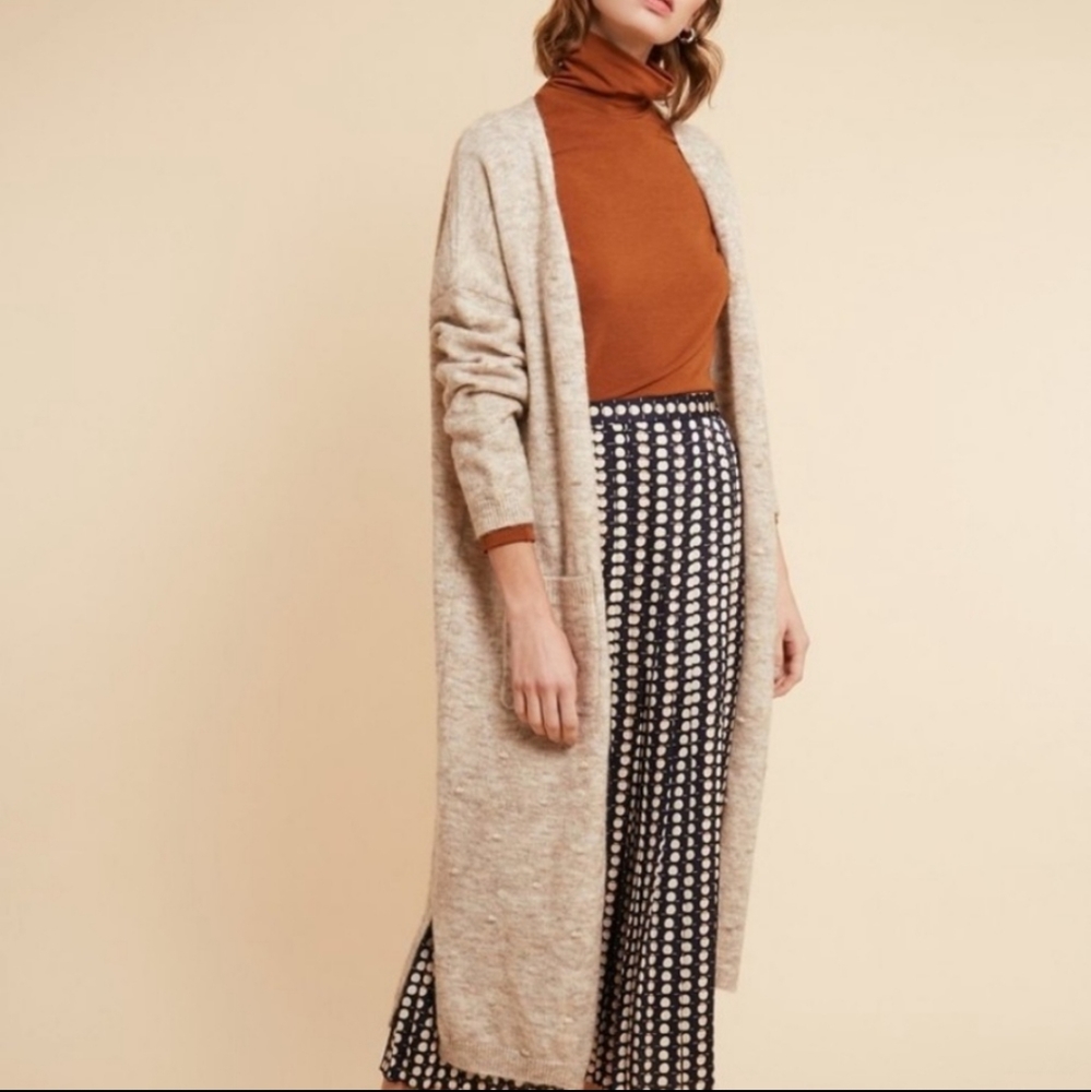 FRNCH PARIS Beige Oversized Knit Cardigan Duster